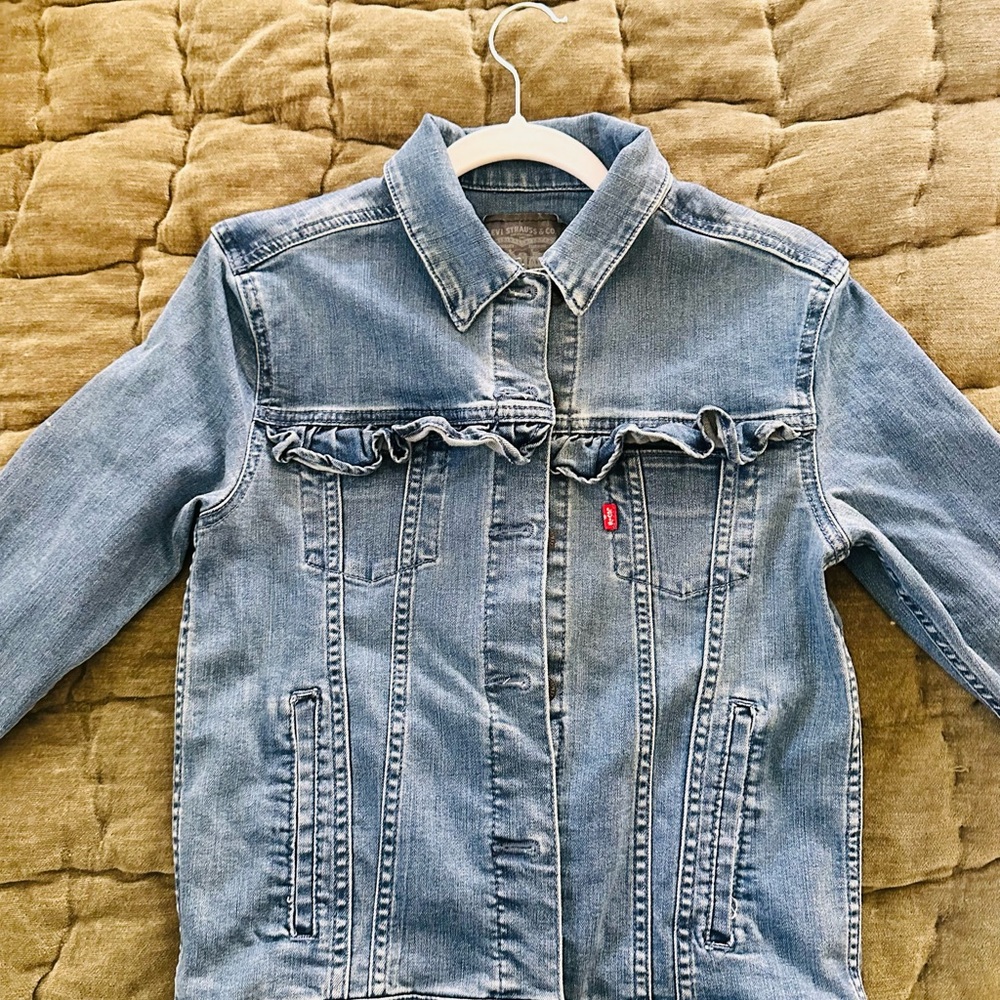Levi's Light Blue Ruffled Denim Jacket